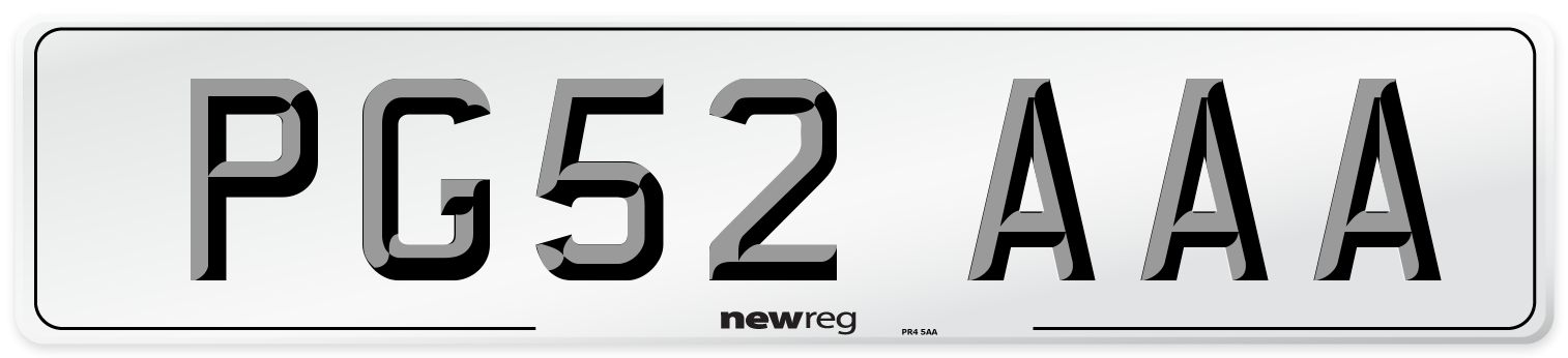 PG52 AAA Number Plate from New Reg